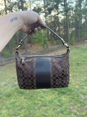 Coach Brown Signature Jacquard Mini Bag